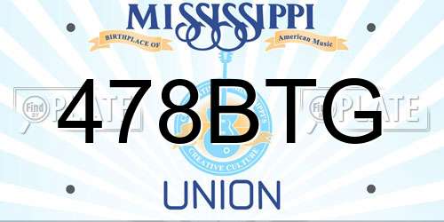 478BTG Mississippi License Plate
