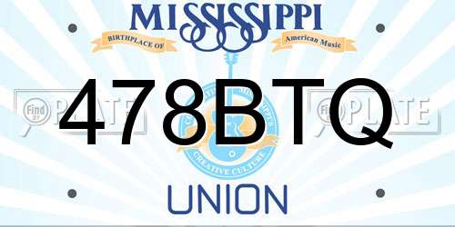 478BTQ Mississippi License Plate