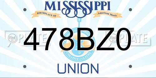 478BZ0 Mississippi License Plate