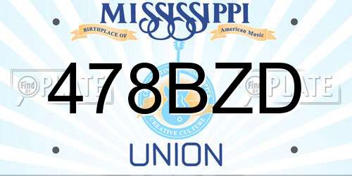 478BZD Mississippi License Plate