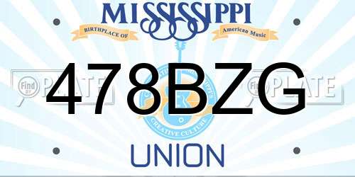 478BZG Mississippi License Plate