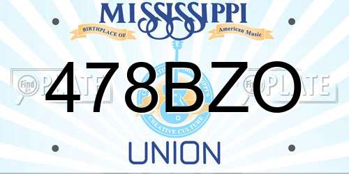 478BZO Mississippi License Plate