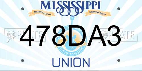478DA3 Mississippi License Plate