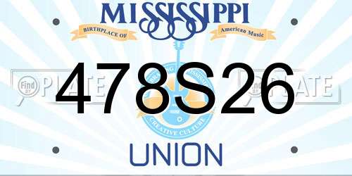 478S26 Mississippi License Plate