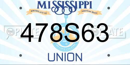 478S63 Mississippi License Plate