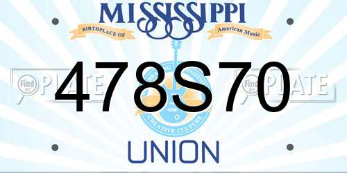 478S70 Mississippi License Plate