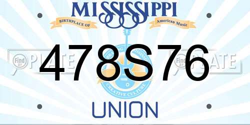 478S76 Mississippi License Plate