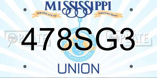 478SG3 Mississippi License Plate