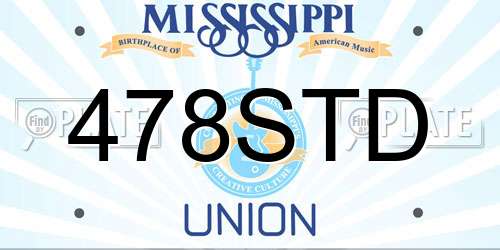 478STD Mississippi License Plate