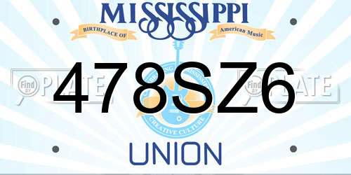 478SZ6 Mississippi License Plate