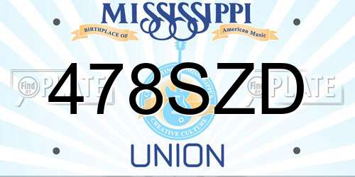 478SZD Mississippi License Plate