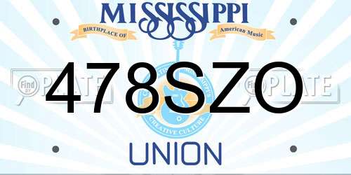 478SZO Mississippi License Plate