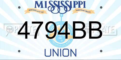 4794BB Mississippi License Plate