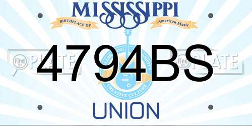 4794BS Mississippi License Plate