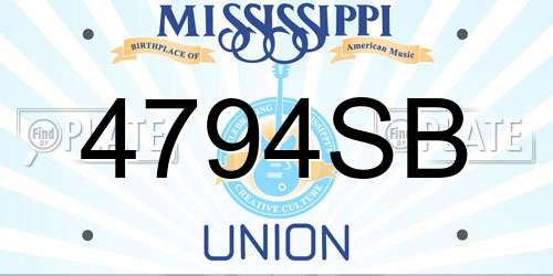 4794SB Mississippi License Plate