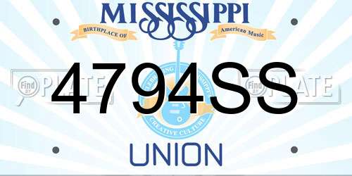 4794SS Mississippi License Plate