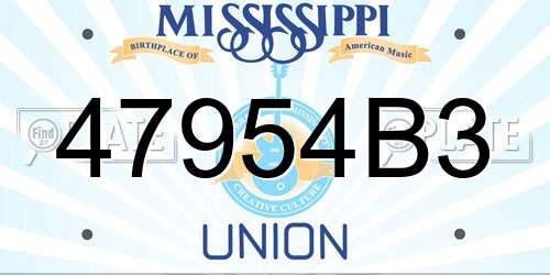 47954B3 Mississippi License Plate