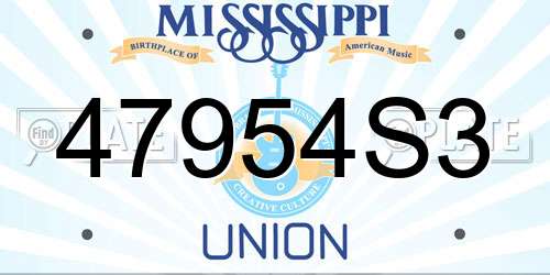 47954S3 Mississippi License Plate