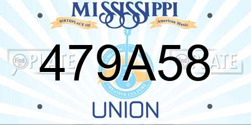 479A58 Mississippi License Plate