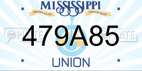 479A85 Mississippi License Plate