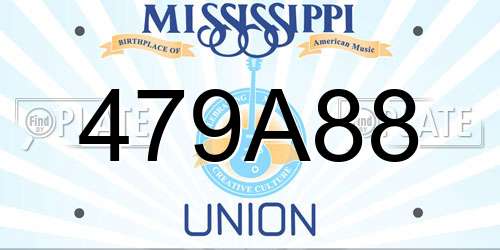 479A88 Mississippi License Plate