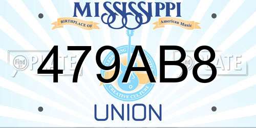 479AB8 Mississippi License Plate