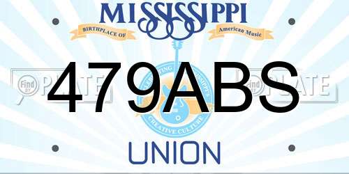 479ABS Mississippi License Plate