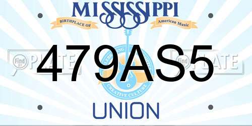 479AS5 Mississippi License Plate
