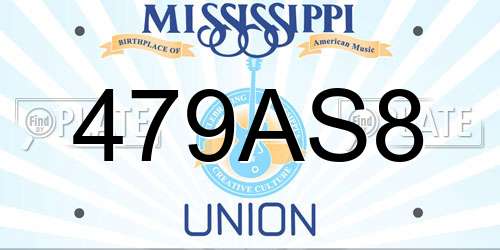 479AS8 Mississippi License Plate