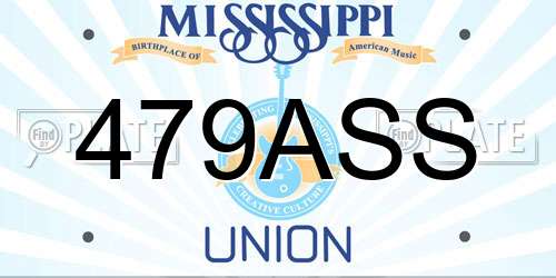 479ASS Mississippi License Plate