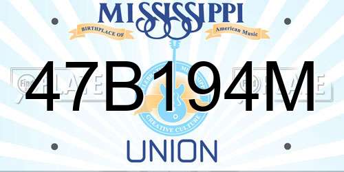 47B194M Mississippi License Plate