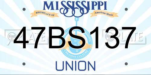 47BS137 Mississippi License Plate