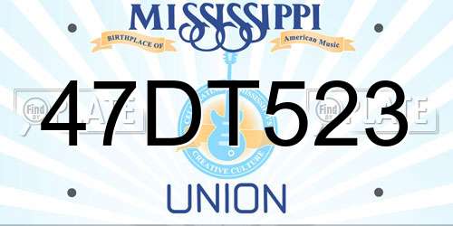 47DT523 Mississippi License Plate