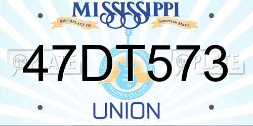47DT573 Mississippi License Plate