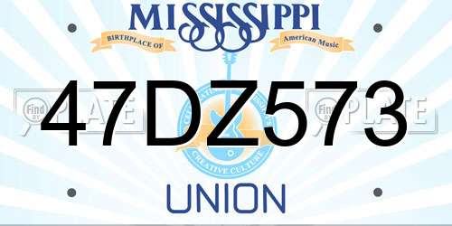 47DZ573 Mississippi License Plate