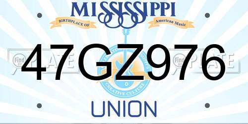 47GZ976 Mississippi License Plate