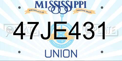 47JE431 Mississippi License Plate