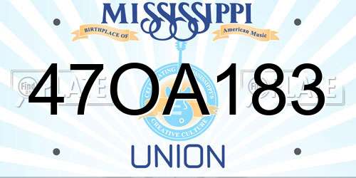 47OA183 Mississippi License Plate