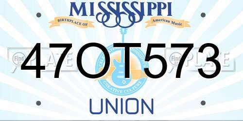 47OT573 Mississippi License Plate
