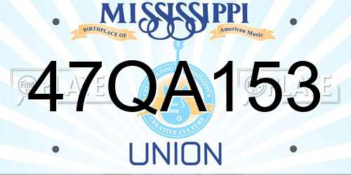 47QA153 Mississippi License Plate