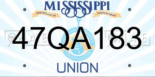 47QA183 Mississippi License Plate