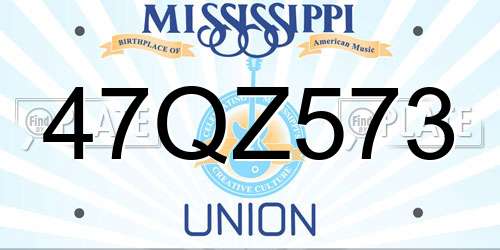 47QZ573 Mississippi License Plate