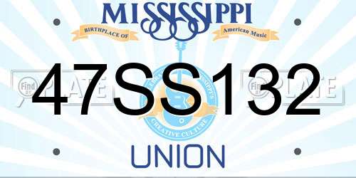 47SS132 Mississippi License Plate