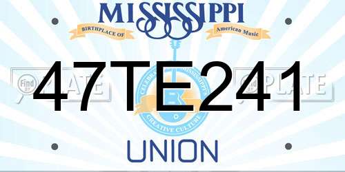 47TE241 Mississippi License Plate