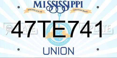 47TE741 Mississippi License Plate