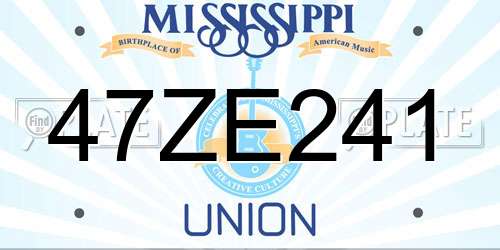 47ZE241 Mississippi License Plate