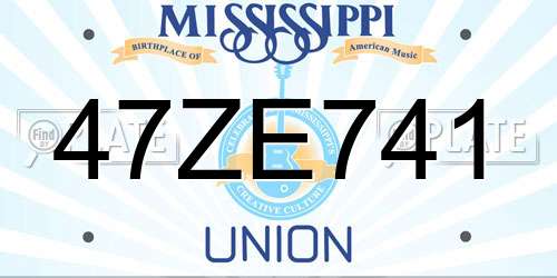 47ZE741 Mississippi License Plate