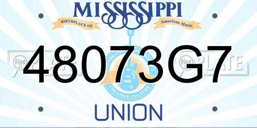 48073G7 Mississippi License Plate