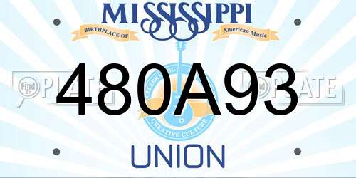 480A93 Mississippi License Plate