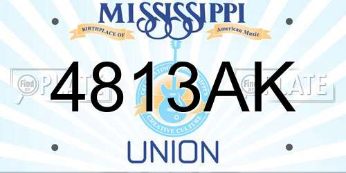 4813AK Mississippi License Plate